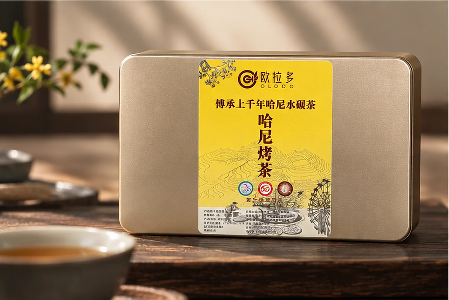 哈尼烤茶炭香版铁盒正面展示